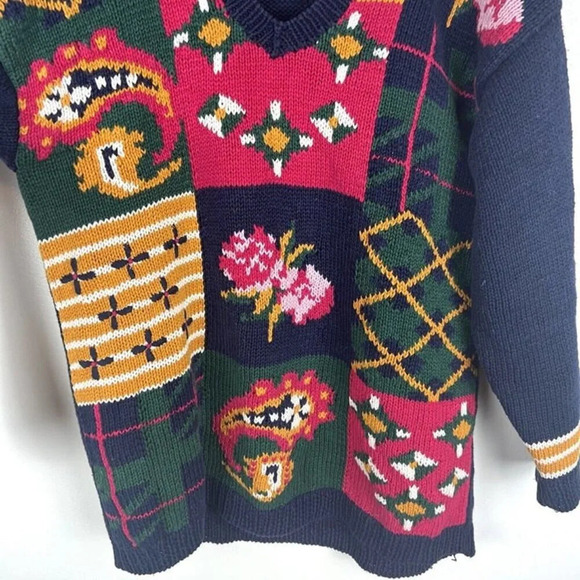 Vintage Boundary Waters Floral V neck Summer Sweater Sz S Cottage Core Grandma - Picture 4 of 7